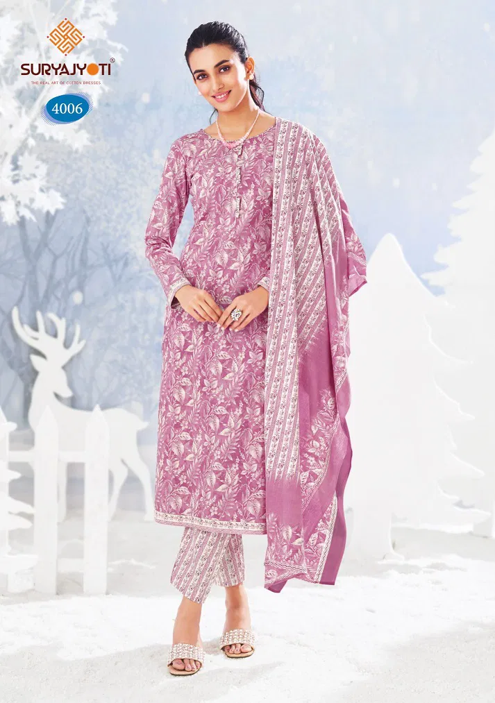 Ice Look Vol 4  by Suryajyoti Cotton Printed Dress Material 